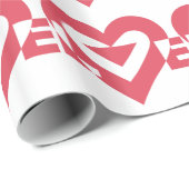 Papier Cadeau Graphique d'amour cool, rose cerise (Coin rond)