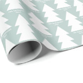 Papier Cadeau Graphique d'arbre de Noël géométrique moderne bleu (Coin rond)