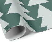 Papier Cadeau Graphique d'arbre de Noël vert bleu géométrique mo (Coin rond)