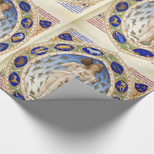 PAPIER CADEAU GRAPHIQUE D'ASTROLOGIE ANTIQUE ET SIGNES ZODIAQUES (Coin)