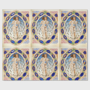 PAPIER CADEAU GRAPHIQUE D'ASTROLOGIE ANTIQUE ET SIGNES ZODIAQUES