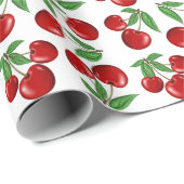Papier Cadeau Graphique de cerises rouges sur tout le Motif (Coin rond)