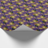 Papier Cadeau Graphique de lucioles sur violet (Coin)