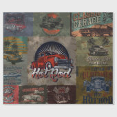 Papier Cadeau Graphique de voiture vintage classique (Plat)