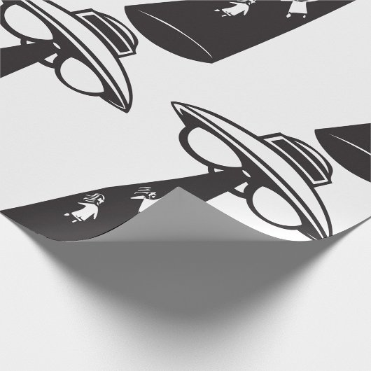 Papier Cadeau Graphique d'enlèvement d'ovni rétro Alien Sci-Fi