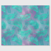 Papier Cadeau Graphique des Feuilles Turquoises tropicaux (Plat)