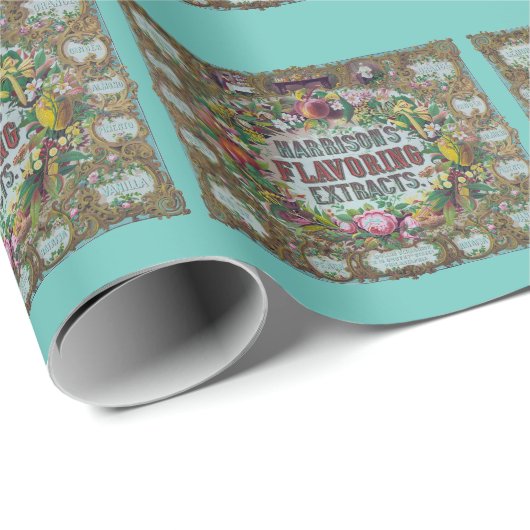 Papier Cadeau Graphique d'extrait de cuisson des fruits à fleurs (Coin rond)