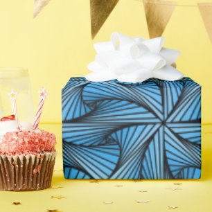 Papier Cadeau Graphique géométrique 3D spirale torse bleu