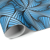 Papier Cadeau Graphique géométrique 3D spirale torse bleu (Coin rond)