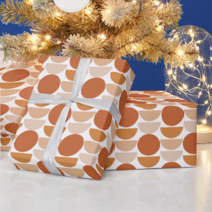 Papier Cadeau Graphique géométrique moderne oranges rétro cercle