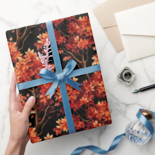 Papier Cadeau Graphique Motif sans couture Red Fall Maple Tree