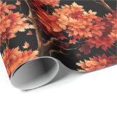 Papier Cadeau Graphique Motif sans couture Red Fall Maple Tree (Coin rond)
