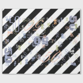 Papier Cadeau Graphique noir et blanc demi et demi-graphique (Plat)