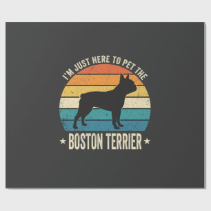 Papier Cadeau Graphique Rétro pour Amoureux de Boston Terrier_1