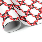 Papier Cadeau Graphisme abstrait rouge, noir et blanc (Coin rond)