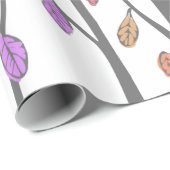 Papier Cadeau Graphisme automne feuilles et arbres motif (Coin rond)