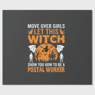 Papier Cadeau Graphisme de chat sorcière employé postal Hallowee