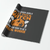 Papier Cadeau Graphisme de chat sorcière employé postal Hallowee (Déroulé)