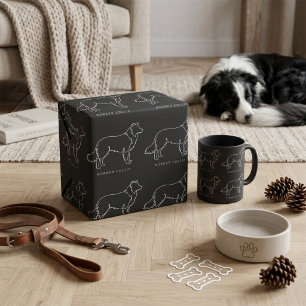 Papier Cadeau Graphisme de chien en art linéaire minimaliste Bor