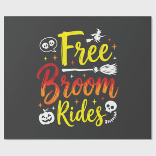 Papier Cadeau Graphisme de sorcière de Halloween à balai gratuit