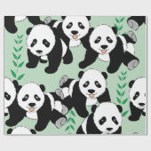Papier Cadeau Graphisme des ours de panda (Plat)