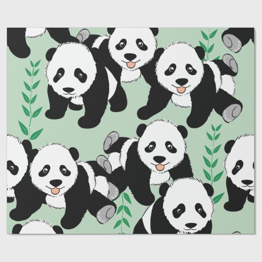 Papier Cadeau Graphisme des ours de panda (Plat)