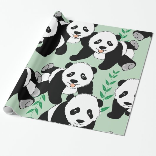Papier Cadeau Graphisme des ours de panda (Déroulé)