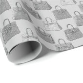 Papier Cadeau Graphite Gray Croc Handbag Fashion Pattern (Coin rond)