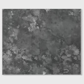 Papier Cadeau Graphite Gris Argent Noir Grungy Florale Monochrom (Plat)