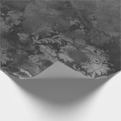 Papier Cadeau Graphite Gris Argent Noir Grungy Florale Monochrom (Coin)
