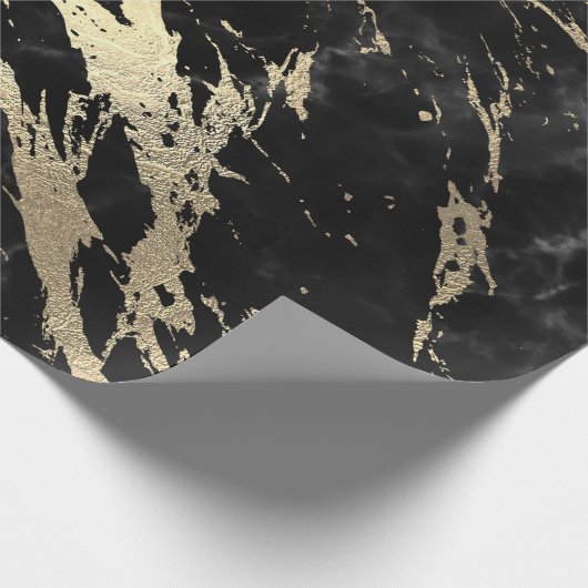 Papier Cadeau Graphite gris noir Marbre or brillant VIP (Coin)