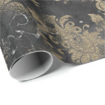 Papier Cadeau Graphite Gris Sepia Black Floral Grungy Cottage<br><div class="desc">florenceK design grungy shaby chic wrap</div>