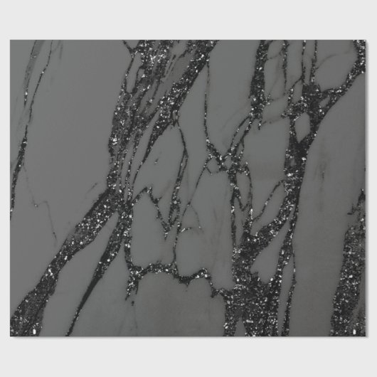 Papier Cadeau Graphite noir Parties scintillant marbre pierre Lu (Plat)