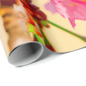 Papier Cadeau Grappe Verticale Des Fleurs Sakura (Coin rond)