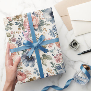 Papier Cadeau Grappes d'aquarelle peintes à la main de luxe