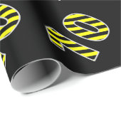 Papier Cadeau Gras, Black & Yellow Stripes 10 # d'événement (Ann (Coin rond)