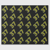 Papier Cadeau Gras, Black & Yellow Stripes 37 Numéro d'événement (Plat)