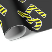 Papier Cadeau Gras, Black & Yellow Stripes 37 Numéro d'événement (Coin rond)