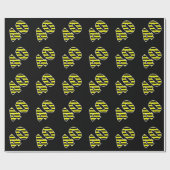 Papier Cadeau Gras, Black & Yellow Stripes 40 Numéro d'événement (Plat)