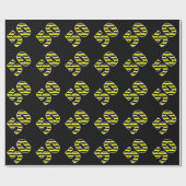 Papier Cadeau Gras, Black & Yellow Stripes 50 Numéro d'événement (Plat)