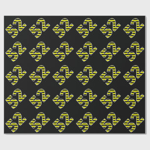Papier Cadeau Gras, Black & Yellow Stripes 52 Numéro d'événement