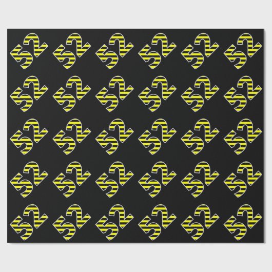 Papier Cadeau Gras, Black & Yellow Stripes 52 Numéro d'événement (Plat)