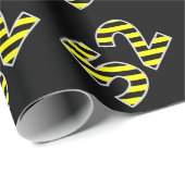Papier Cadeau Gras, Black & Yellow Stripes 52 Numéro d'événement (Coin rond)