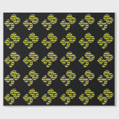 Papier Cadeau Gras, Black & Yellow Stripes 58 Numéro d'événement (Plat)