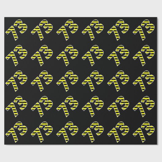 Papier Cadeau Gras, Black & Yellow Stripes 73 Numéro d'événement (Plat)