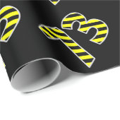 Papier Cadeau Gras, Black & Yellow Stripes 73 Numéro d'événement (Coin rond)