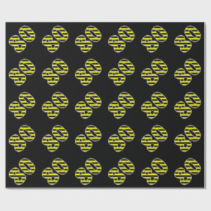 Papier Cadeau Gras, Black & Yellow Stripes 80 Numéro d'événement