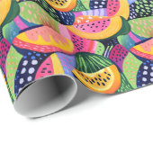 Papier Cadeau Gras Colorful Melon Fruits d'été Peinture (Coin rond)