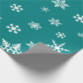Papier Cadeau Gras flocons blancs sur les nuits noires Turquoise (Coin)