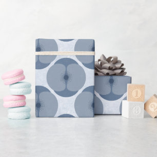 Papier Cadeau Gras minimaliste Pavot texturé Floral Bleu